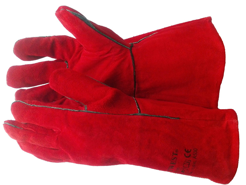 картинка Краги спилковые 5-палые (красные) термоподкладкой