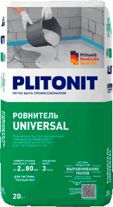 картинка Ровнитель PLITONIT Universal-20 быстротвердеющаий,самовыравнивающийся,для грубого и финишного выравнивания 20кг