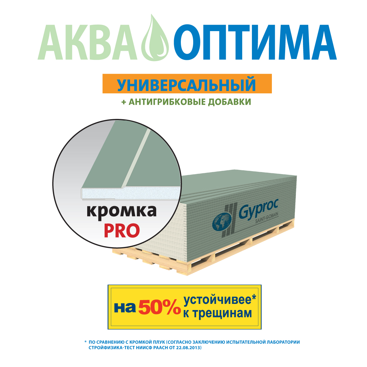 картинка Гипсокартон " Gyproc Аква Оптима" 1950х1200х12,5 мм