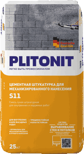 картинка Штукатурка PLITONIT S11 цементная для механич.и ручного нанесения 25кг