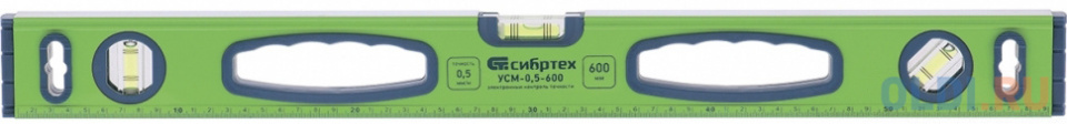 картинка Уровень 600 мм алюминиевый УСМ-0,5-600, 3 глазка, фрезерованный магнитный, рукоятки СИБРТЕХ