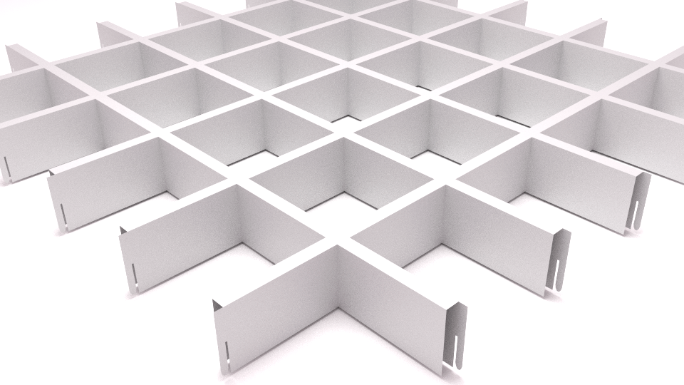 картинка Рейка Грильято 100х100 Н30 b5 бел.мат (алюм) RUS22 L=0.6