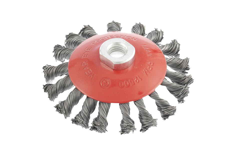 картинка Щетка для УШМ, 125 мм, М14, Тарелка, крученая проволока 0,5 мм Matrix