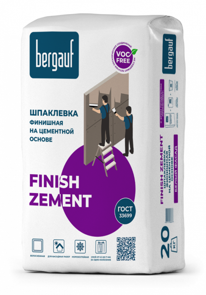 картинка Шпаклевка Bergauf FINISH ZEMENT белая 20кг