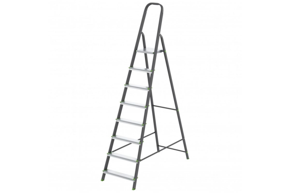 картинка Стремянка, 8 ступеней, стальной профиль, алюминиевые ступени СИБРТЕХ Россия